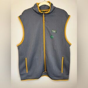 L.L.Bean Heather Gray Quilted Vest with Yellow Logo Accent NWT